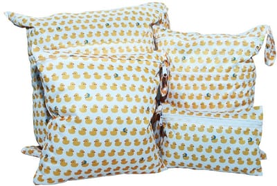 Dailygoods- Luiers - Stof - 4 Stuks - Luiertas/Wetbag - Waterdicht - Opvouwbaar - Lichtgewicht - Handvat voor Ophangen - Opbergtas