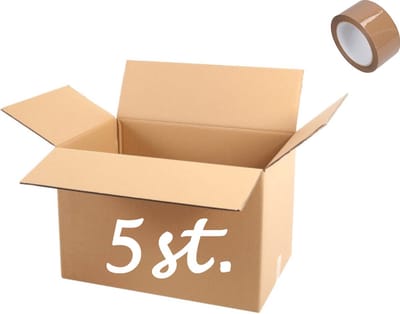 Verhuisdoos 5 stuks GROOT Karton 600 x 400 x 500 mm 1 ROL PLAKBAND 100m Kartonnen Dozen dubbele Golf Bruin Doos 60 x 40 x 50 cm verhuisdozen STEVIG 5-laags karton 660g/m2