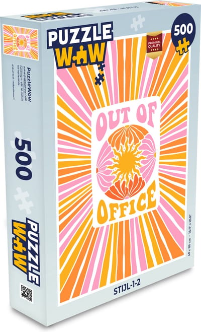 Puzzel Quotes - Out of office - Roze - Oranje - Geel - Legpuzzel - Puzzel 500 stukjes