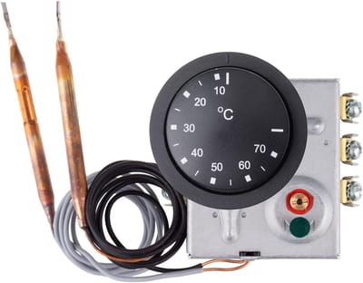 Thermostaat met zekering - Temperatuurregelaar - Apparaten beschermen - Handmatige reset - 7-77°C - Zwart