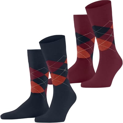 Burlington Everyday Argyle 2-Pack gedessineerd katoen sokken heren blauw - maat 40-46