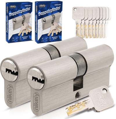 Dailygoods- Cilinderslot Gelijksluitend - Set van 2 Profielcilinders - Inclusief 10 Sleutels - Lengte 85 mm - Inbraakbeveiligingsklasse A - Veiligheidsklasse 2 - Deurslot