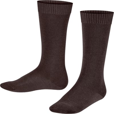 FALKE Comfort Wool lang eenkleurig wol kniekousen kinderen bruin - maat 23-26