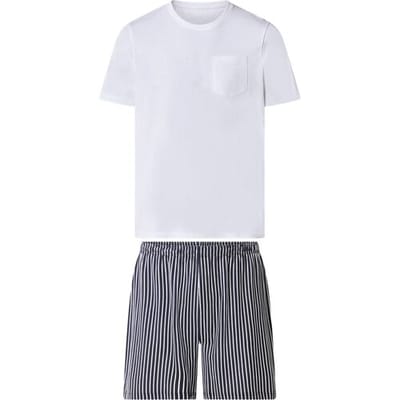 ESMARA MEN Korte heren pyjama (Wit/donkerblauw, S)