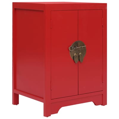 vidaXL - Nachtkastje - 38x28x52 - cm - paulowniahout - rood