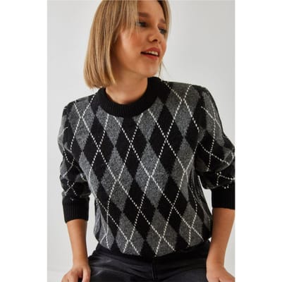 Baklava Patroon Crewneck Gebreide Trui