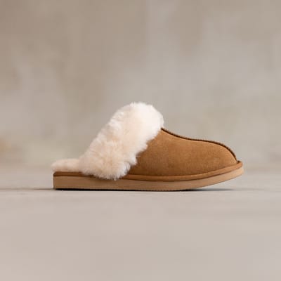 Schapenvacht slippers Lumi - Lamsvacht instap pantoffels - Camel - Maat 37