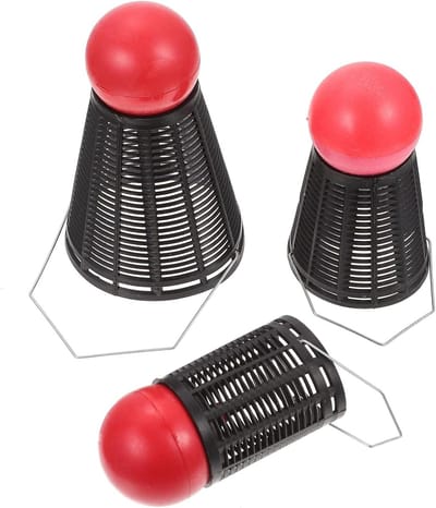 Vismand Voederkooi - Lokaas Kooi - Voer Verspreiden - Duurzaam Plastic Gaas - 3 stuks 12cm - Zwart