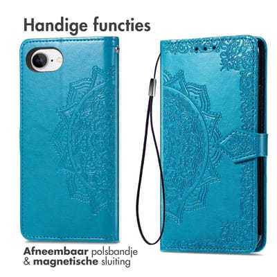 imoshion Hoesje - Geschikt voor Apple iPhone 17e / 16e - Mandala Bookcase - Turquoise