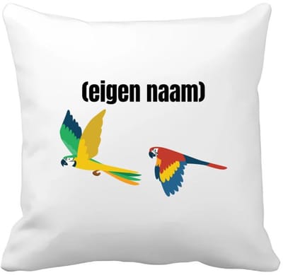 Akyol - 2 vliegende papegaaien Kussen hoes - Papegaai - papegaai liefhebbers - met eigen naam - papegaai spullen - gepersonaliseerd - 40 bij 40 cm