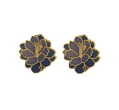 Behave - Oorknopjes dames - bloemmotief - paars en blauw - 1 cm