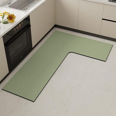 Moderne Eenvoudige L-vormige Keukenvloermat Absorberend Olieabsorberend Diatomeeënaarde Vloermat Huishoudelijk Badkamer Badkamer Antislip Voetmat 100 * 150 * 45cm