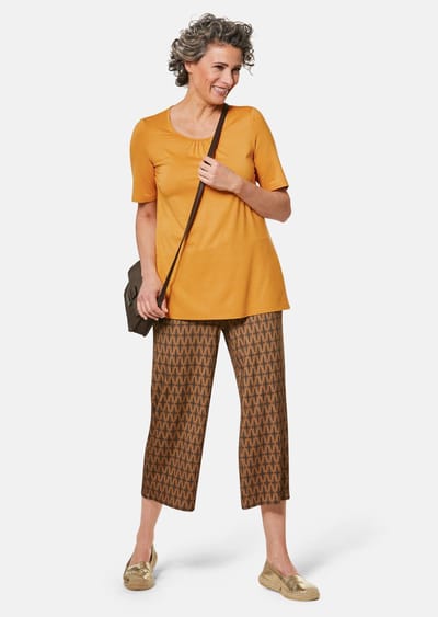 Tijdloos shirt met modern plooidetail - honing - Gr. 38 van Goldner Fashion