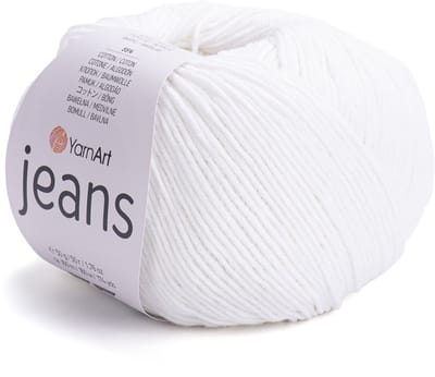 YarnArt Jeans – Katoenmix Breigaren – 50g – 160m – 55% Katoen / 45% Acryl – Voor Amigurumi & Kleding - Kleur 01