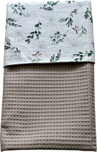 baby deken kinderwagen deken wieg deken takje vogel zand taupe kleur 60 x 90 cm