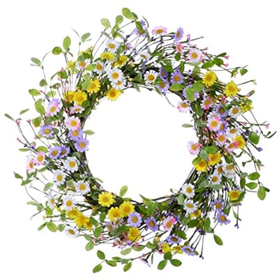 Kleurrijke Zomerkrans met Madeliefjes en Bessen - 50 cm Kunstbloemen voor Decoratie