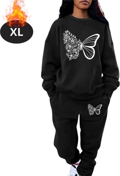 Nivard Joggingpak - Huispak - Volwassenen - Trainingspak - Comfortabel - Joggingsbroek - Tracksuit - Dames - Winter - Zwart - XL