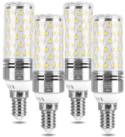 E14 LED Maïslampen - 4 Stuks, 100W Equivalent, 6000K Natuurlijk Wit, 360° Stralingshoek, 1400lm, Flikkervrij