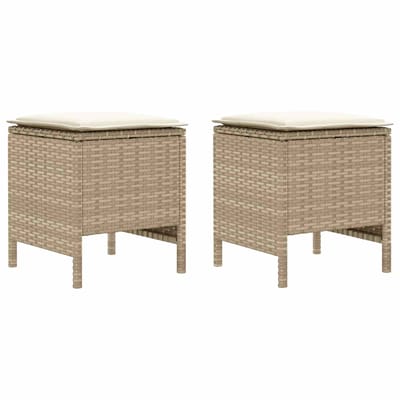 vidaXL - 2 - st - Tuin - Voetenbank - PE - Riet - Beige - en - Crème