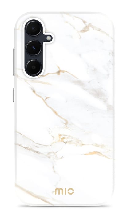 Mio by Mobilize Hoesje geschikt voor Samsung Galaxy A35 MagSafe Telefoonhoesje Hardcase | Mio by Mobilize Backcover | Geschikt voor MagSafe | Geschikt voor Draadloos Opladen met Magnetische Ring | Geschikt voor MagSafe Case - White Marble | Wit