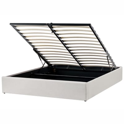 DINAN - Tweepersoonsbed - Lichtbeige - 160 x 200 cm - Polyester