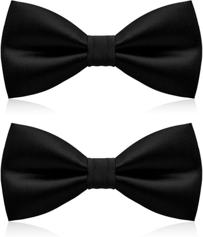 Elegante Strikdassen Set van 2 voor Heren en Kinderen - Klassieke Vintage Look voor Formele Bruiloften en Evenementen (Zwart)