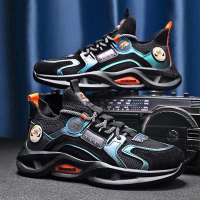 Heren Hardloopschoenen Lente Nieuwe Herenschoenen Vetersluiting Ademend Vliegweefsel Hardloopschoenen Mode Mes Casual Sportschoenen 44 gray