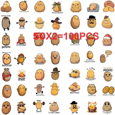 50/100 Leuke Cartoon Aardappel Stickers Gitaar Notitieboek Bagage DIY Waterdichte Kantoorbenodigdheden Stickers