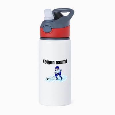 Hacebo® - ijshockey met eigen naam waterfles met rietje rood - Ijshockey - atleten - iemand die houdt van ijshockey - verjaardag - cadeau - kado - water fles - 650ML