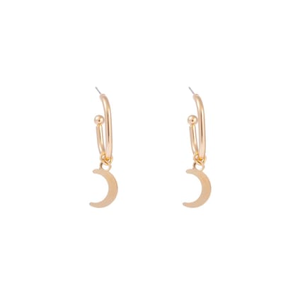 Go Dutch Label Oorknoppen ovale hoop maan Goud