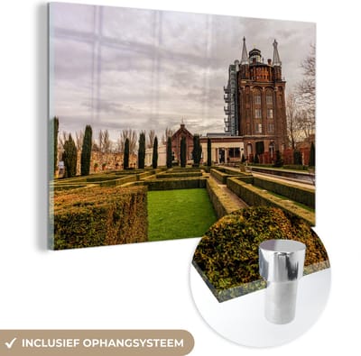 ® Glasschilderij 180x120 cm - Schilderij acrylglas - Architectuur - Villa - Nederland - Foto op glas - Muurdecoratie woonkamer - Wanddecoratie slaapkamer - Schilderijen