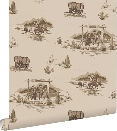 ESTAhome behang cowboys donker beige - 50 x 900 cm - 131410