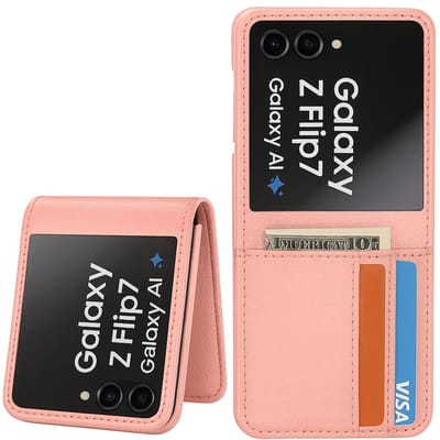 ChiGuard Wallet Case geschikt voor Galaxy Z Flip 7 – Book Case - Portemonnee - Zacht Rozeleder