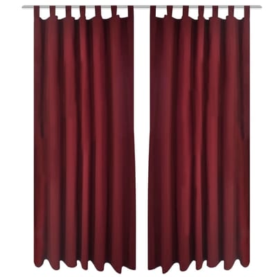 vidaXL - Micro-Satijnen - Gordijnen - met - Ringen - 140 - x - 225 - cm - 2 - stuks - (Wijnrood)