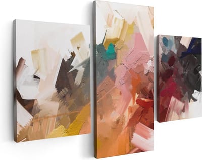 Artaza Canvas Schilderij Drieluik Abstracte Kunst - Kleurrijke Olieverf - 90x60 cm - Wanddecoratie Woonkamer - Schilderijen - Muurdecoratie