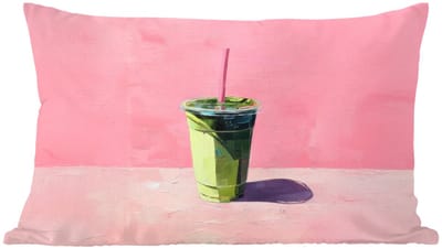 Sierkussens - Kussentjes Woonkamer - 60x40 cm - Beker - Rietje - Minimalistisch - Groen