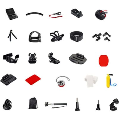 50-in-1 Outdoor Sport Actiecamera Accessoires Kit Hoofd Borst Handheld Vaste Opname Riem black
