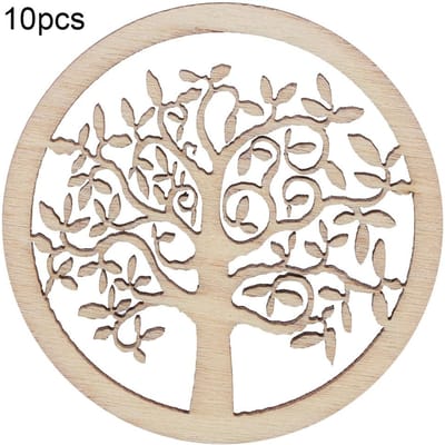 10PCS Motif d'arbre rond Couleur naturelle Bricolage Artisanat en bois Travail manuel Scrapbooking Décoration de maison beige