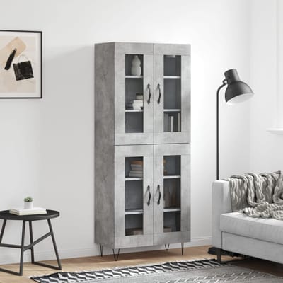 vidaXL - Hoge - kast - 69,5x34x180 - cm - bewerkt - hout - betongrijs