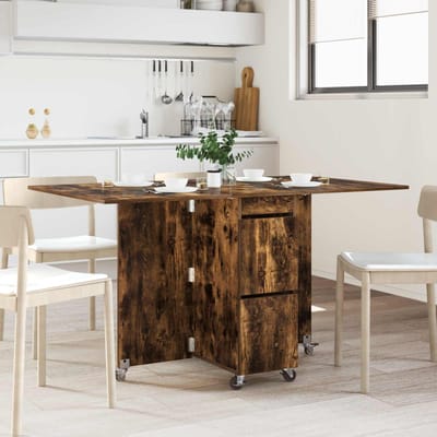 vidaXL - Eettafel - 140 - x - 80 - x - 77 - cm - Bewerkt - hout - Gerookt - eiken