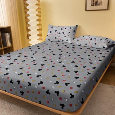 1 Cartoon Leuke Mickey Patroon Digitaal Geprint Mat Frosty Hoeslaken, Slaapkamer Geprint Beddekking, Beddengoed(Geen kussensloop) 90x200cm