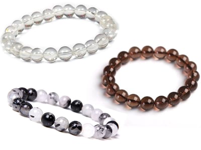 Bixorp Gems Edelstenen Armbanden Set Rookkwarts + Rutielkwarts + Kwarts - Kralenarmband