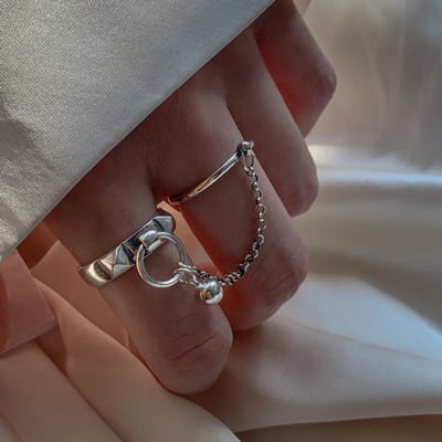 Panjbj   Koper Mat Letter Ring Voor Vrouwen Breed Punk Veelzijdig Ontwerp Vinger Open Sieraden Cadeau Dropshipping gray