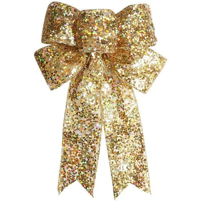 1 pièce Nœuds décoratifs de Noël Imitation Chanvre Ruban Fait Main Ornement Nœud de Noël pour or