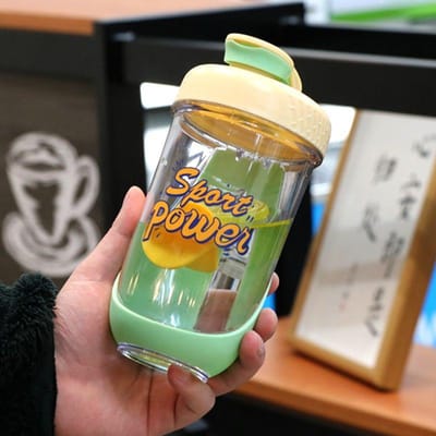 Zomer Eiwitpoeder Mengfles Shakerbeker Plastic Beker Reis Fitness Waterbeker Roerbeker Draagbare Fitnessbeker 590ml