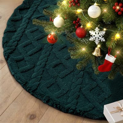 Kerstboomrok van 180 cm van nepbont met ruitpatroon voor kunstbomen en feestdecoratie