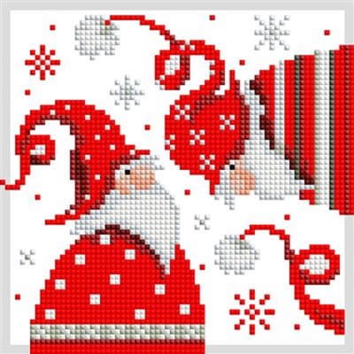 Vervaco - Diamond painting wenskaart kit met envelop Kerstkabouters Nr: PN-0195476
