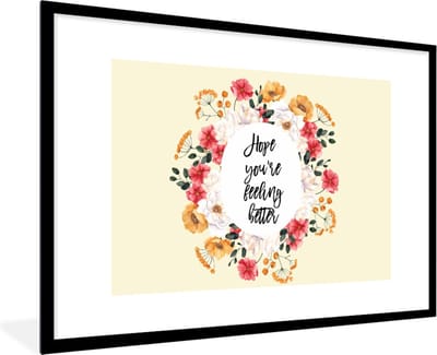 Fotolijst incl. Poster - Beterschap - Spreuken - Bloemen - Hope - 120x80 cm - Posterlijst