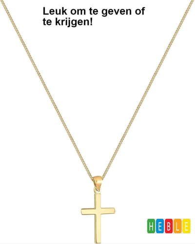 Mooie tijdloze Classic Ketting Kruis 5cm groot en 3 cm breed - Cross Necklace - Mode - Stoer - Cadeau - van Heble®