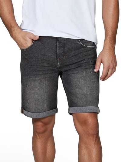 riverso Heren Short Broeken RIVTom regular/straight Fit Zwart W 44 Volwassenen Stretch Jeans Korte Broek